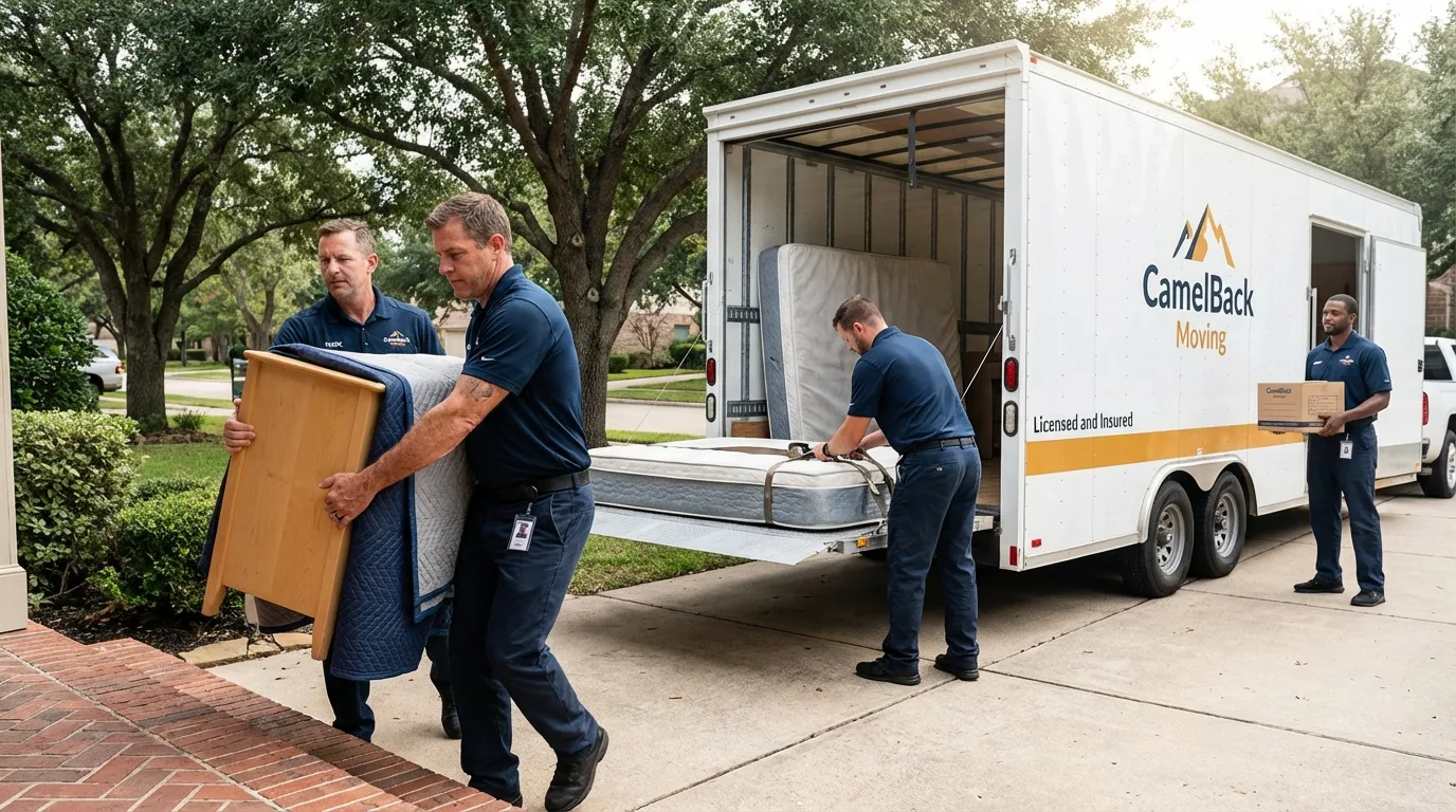 Crew loading residential truck for cross-state move from Williamsburg, OH